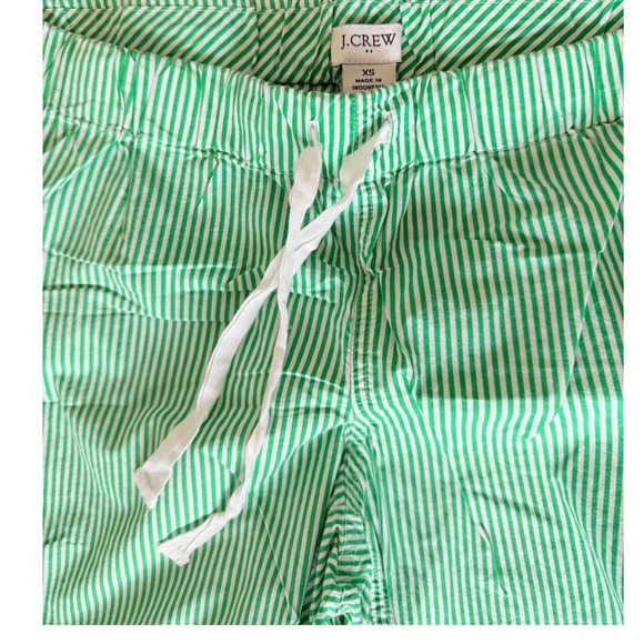 J.Crew Green & White Striped Drawstring Cropped Pajama Lounge Pants XS - Picture 4 of 4